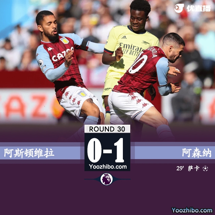 阿森纳1-0维拉  萨卡打进俱乐部英超第2000球