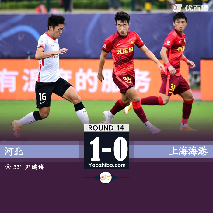 河北1-0十人海港  尹鸿博破门吕文君中框