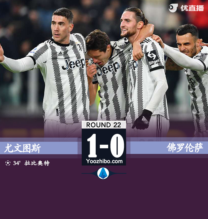 尤文1-0佛罗伦萨 拉比奥特头球制胜迪马利亚送助攻 