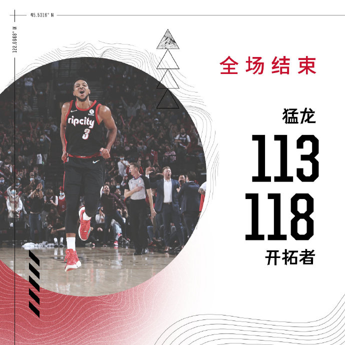 开拓者118-113拿下猛龙 利拉德24+8 CJ29+5 阿努诺比29+6