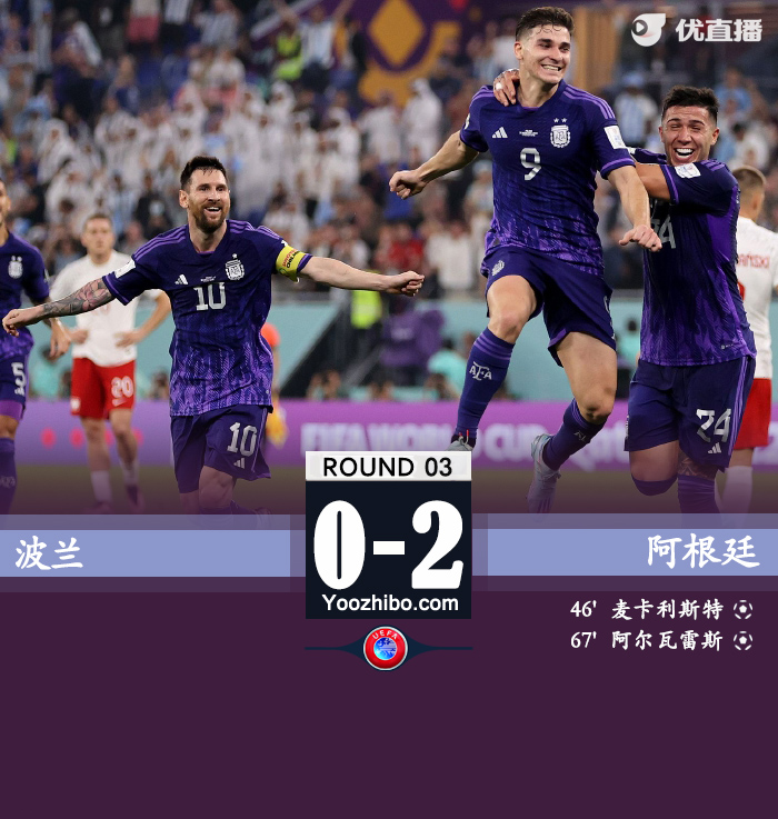 阿根廷2-0波兰 麦卡利斯特小蜘蛛破门梅西失点