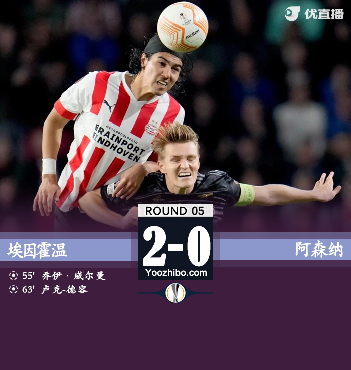 埃因霍温2-0击败阿森纳