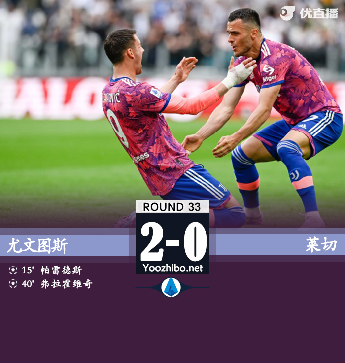 尤文2-1莱切 帕雷德斯任意球破门弗拉霍维奇建功