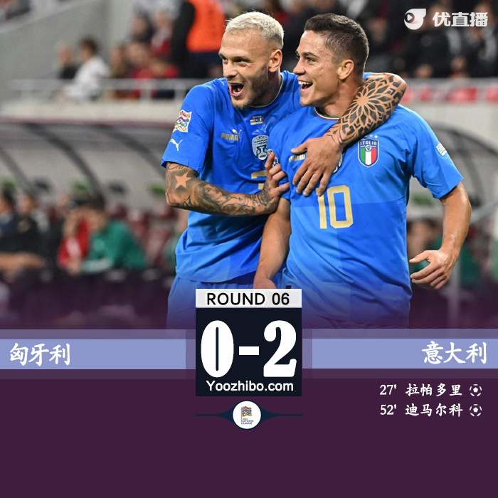 意大利2-0匈牙利  拉斯帕多里连场破门多纳鲁马开挂