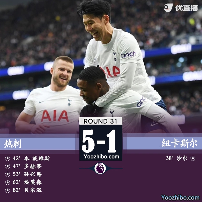 热刺5-1纽卡斯尔