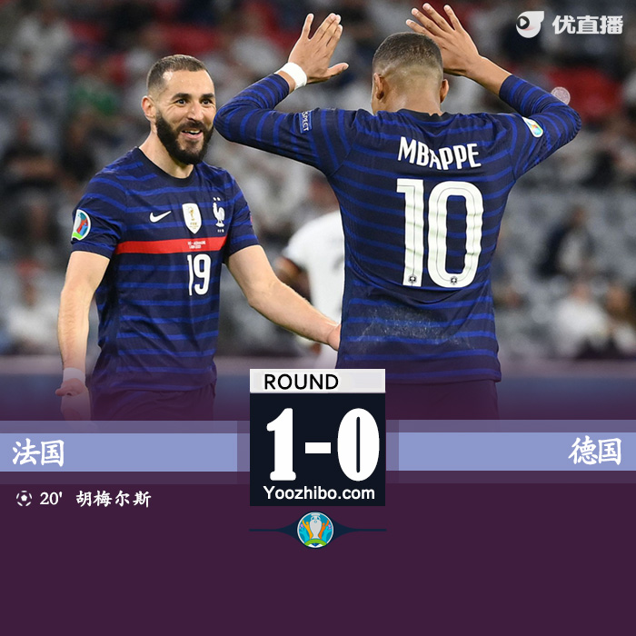 法国队1-0德国  胡梅尔斯乌龙拉比奥特中柱