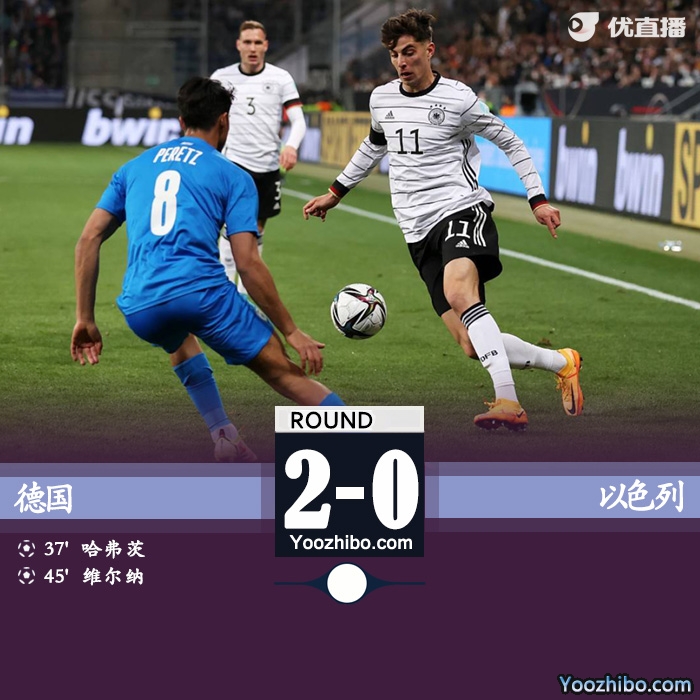 德国2-0以色列 哈弗茨维尔纳破门穆勒失点