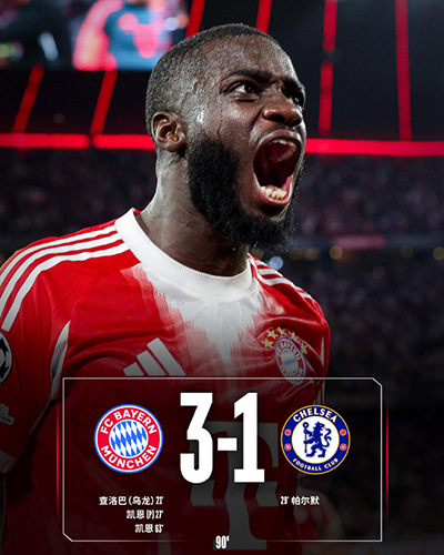 欧冠:拜仁3-1切尔西 凯恩双响 查洛巴乌龙 帕尔默破门