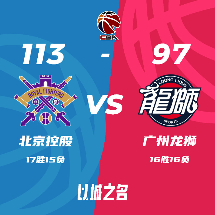 北控113-97战胜广州 里勒36分 廖三宁21+7+8 坎普25+8