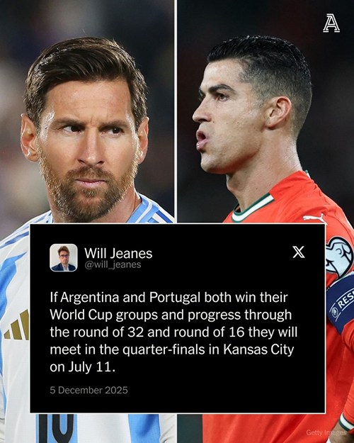 阿根廷葡萄牙若小组头名出线,<a href=/qiuxingp/zuqiude/119.html target=_blank class=infotextkey>梅西</a>C罗1/4决赛将提前相遇