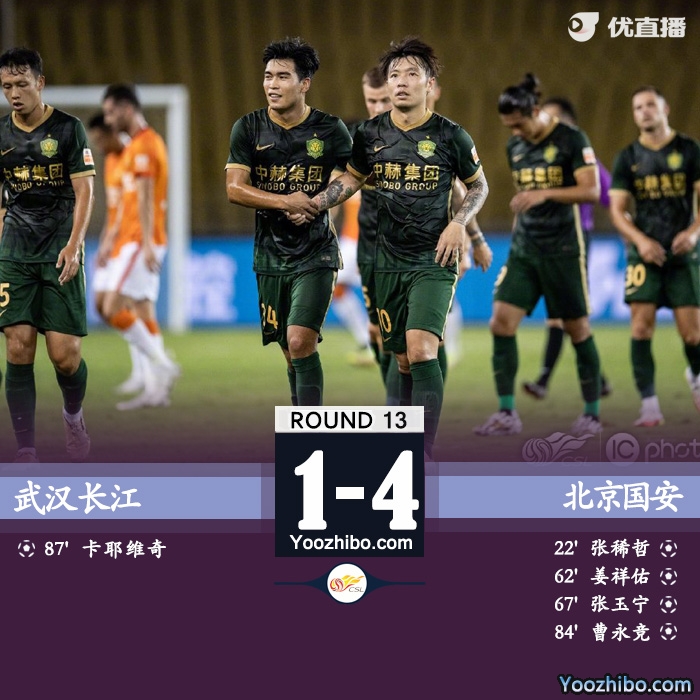 国安4-1大胜武汉长江