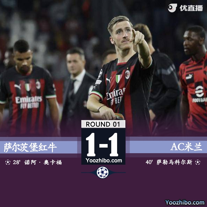  AC米兰1-1萨尔茨堡 萨勒马科尔斯破门莱奥助攻