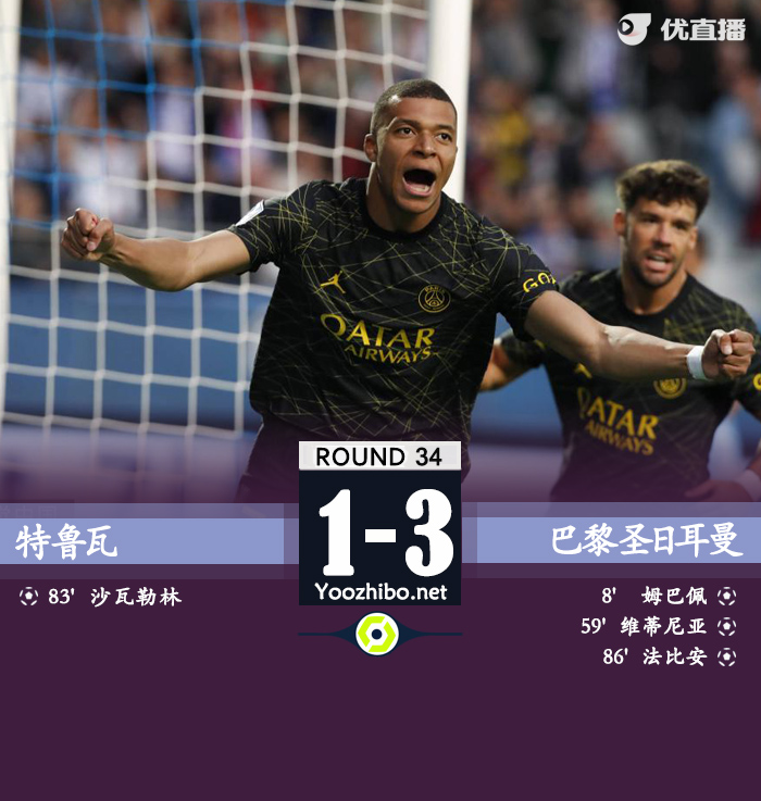 巴黎3-1特鲁瓦 <a href=/qiuxingp/zuqiude/119.html target=_blank class=infotextkey>梅西</a>队内停赛姆巴佩维蒂尼亚破门