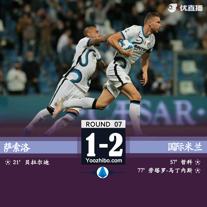 国米2-1萨索洛  哲科破门+造点劳塔罗点射