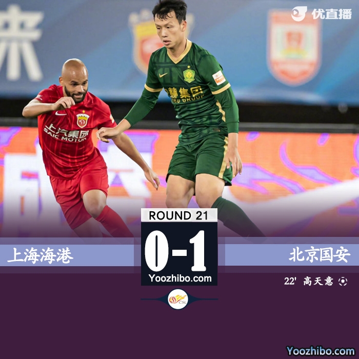 国安1-0海港 高天意处子球制胜王燊超停球失误送礼