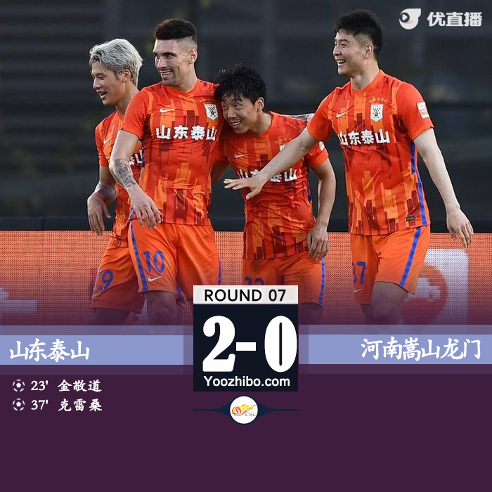 泰山队2-0击败河南嵩山龙门