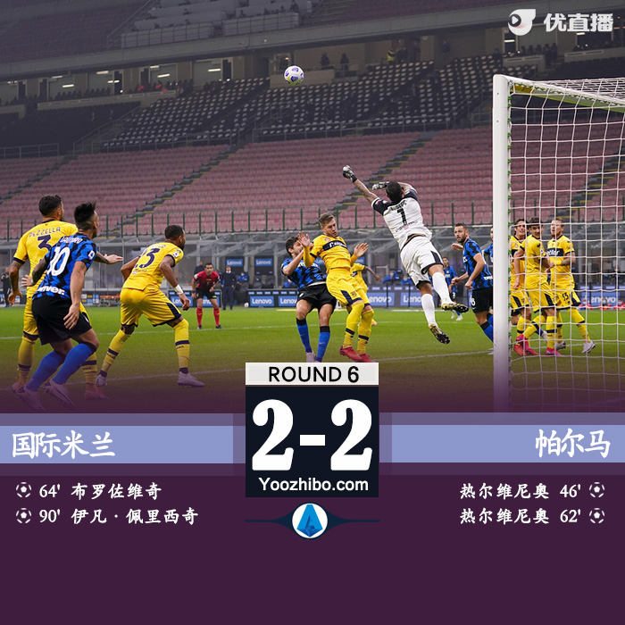 国米2-2战平帕尔马