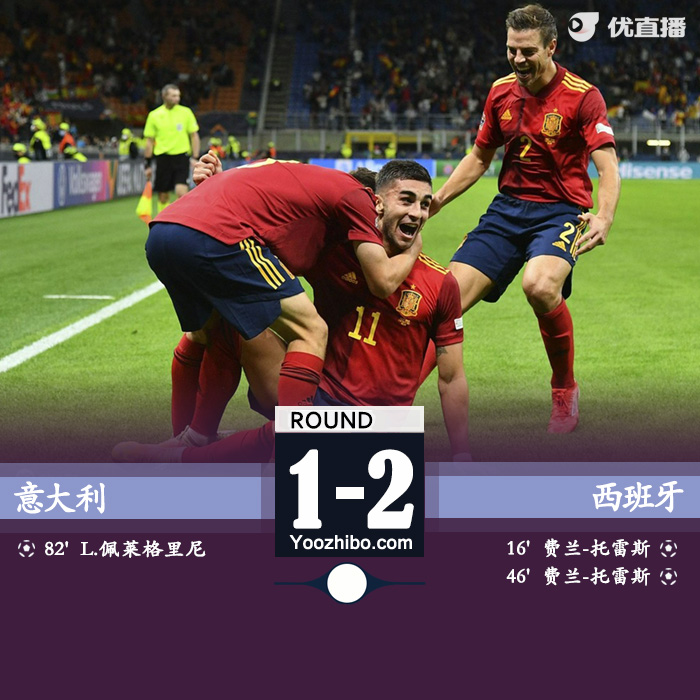 西班牙2-1意大利  费兰-托雷斯双响博努奇染红