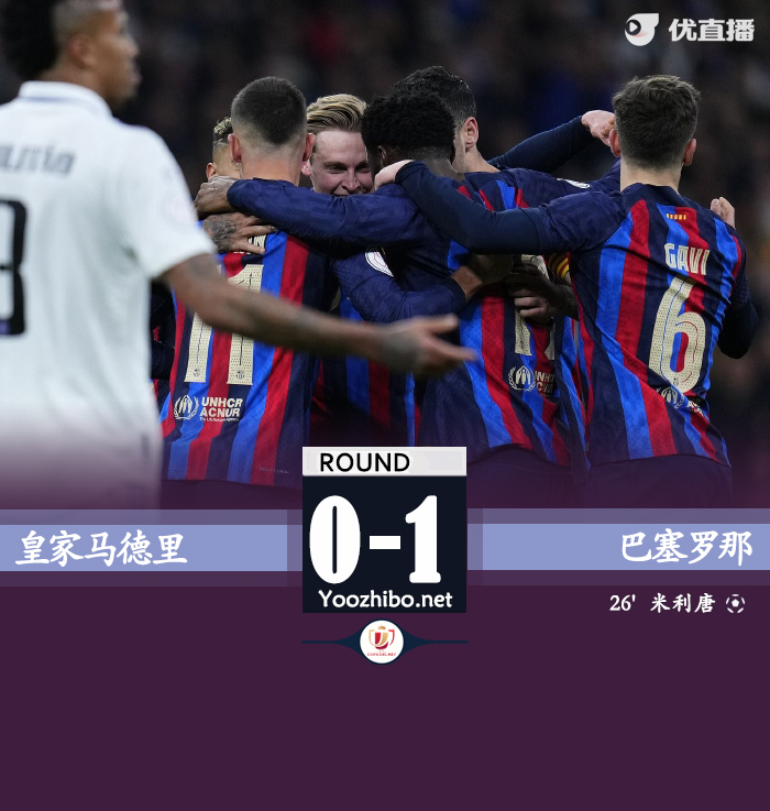 巴萨1-0皇马  凯西造米利唐乌龙