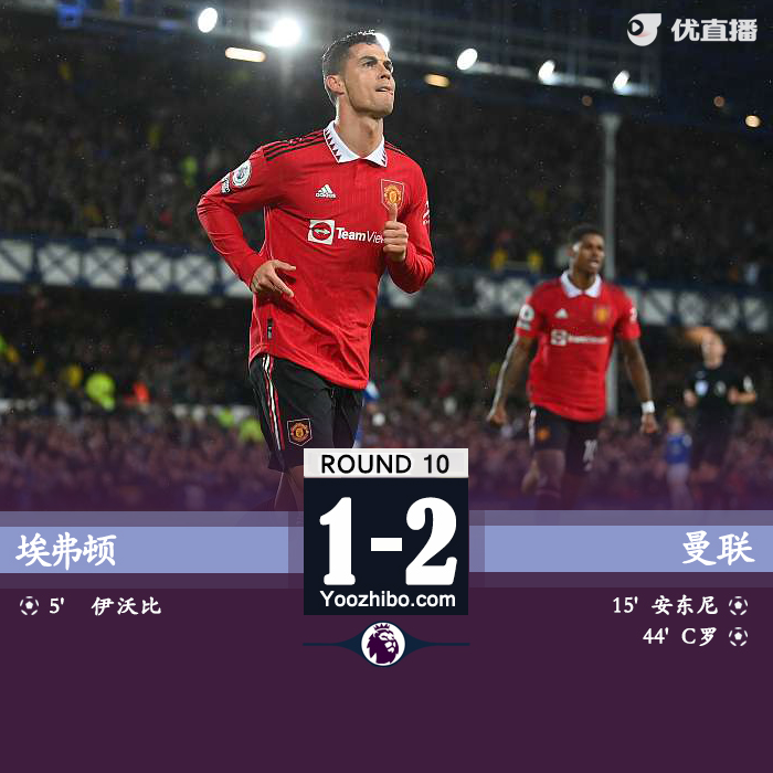 曼联2-1埃弗顿 C罗斩获俱乐部700球安东尼连场破门 