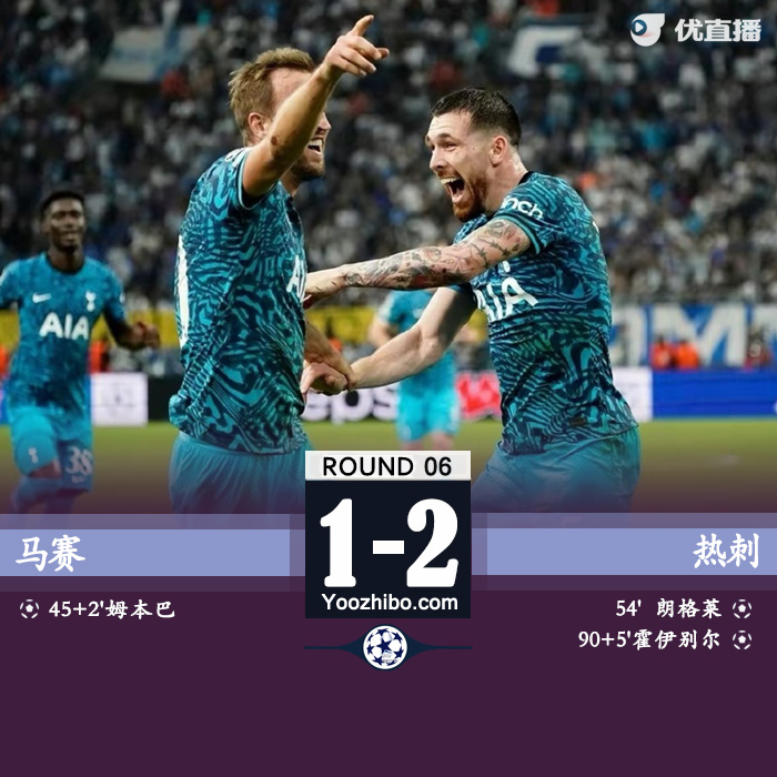 热刺客场2-1逆转马赛